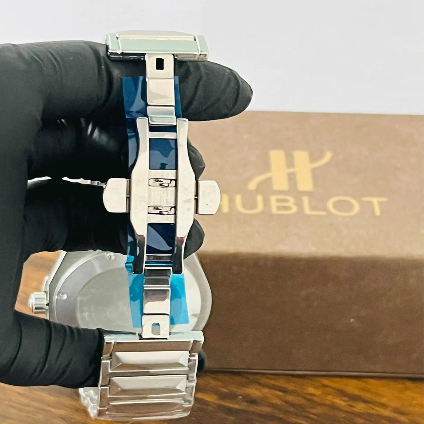 Hublot Black Multi Dial Silver Chain Wardesh