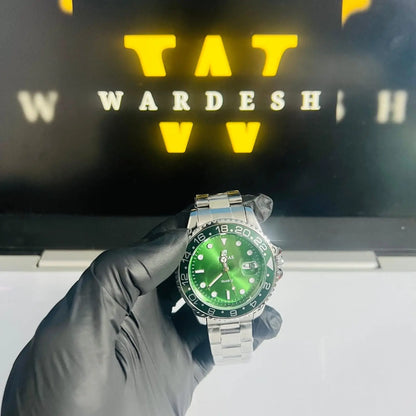 Timas Silver Chain Green Bezel Wardesh