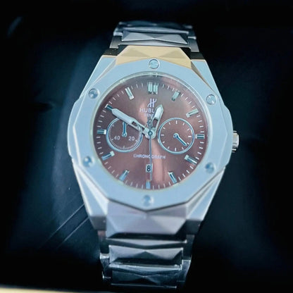 Hublot Brown Multi Dial Silver Chain Wardesh
