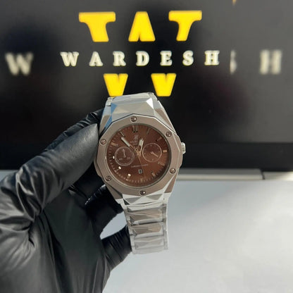 Hublot Brown Multi Dial Silver Chain Wardesh
