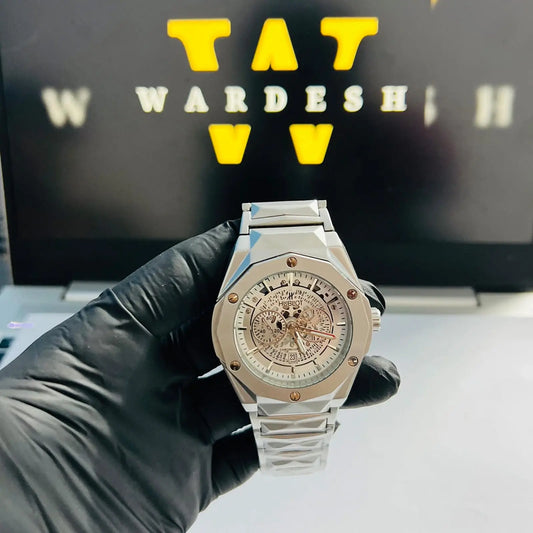 Hublot White Multi Dial Silver Chain Wardesh