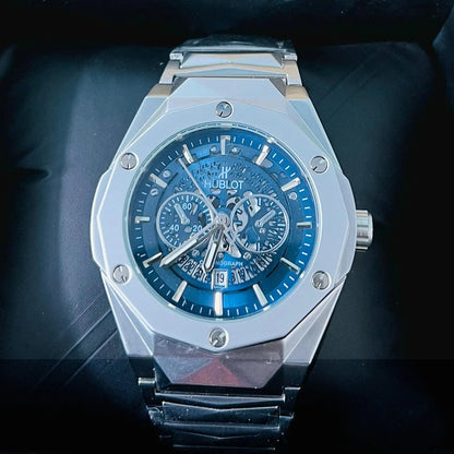 Hublot Blue Multi Dial Silver Chain Wardesh