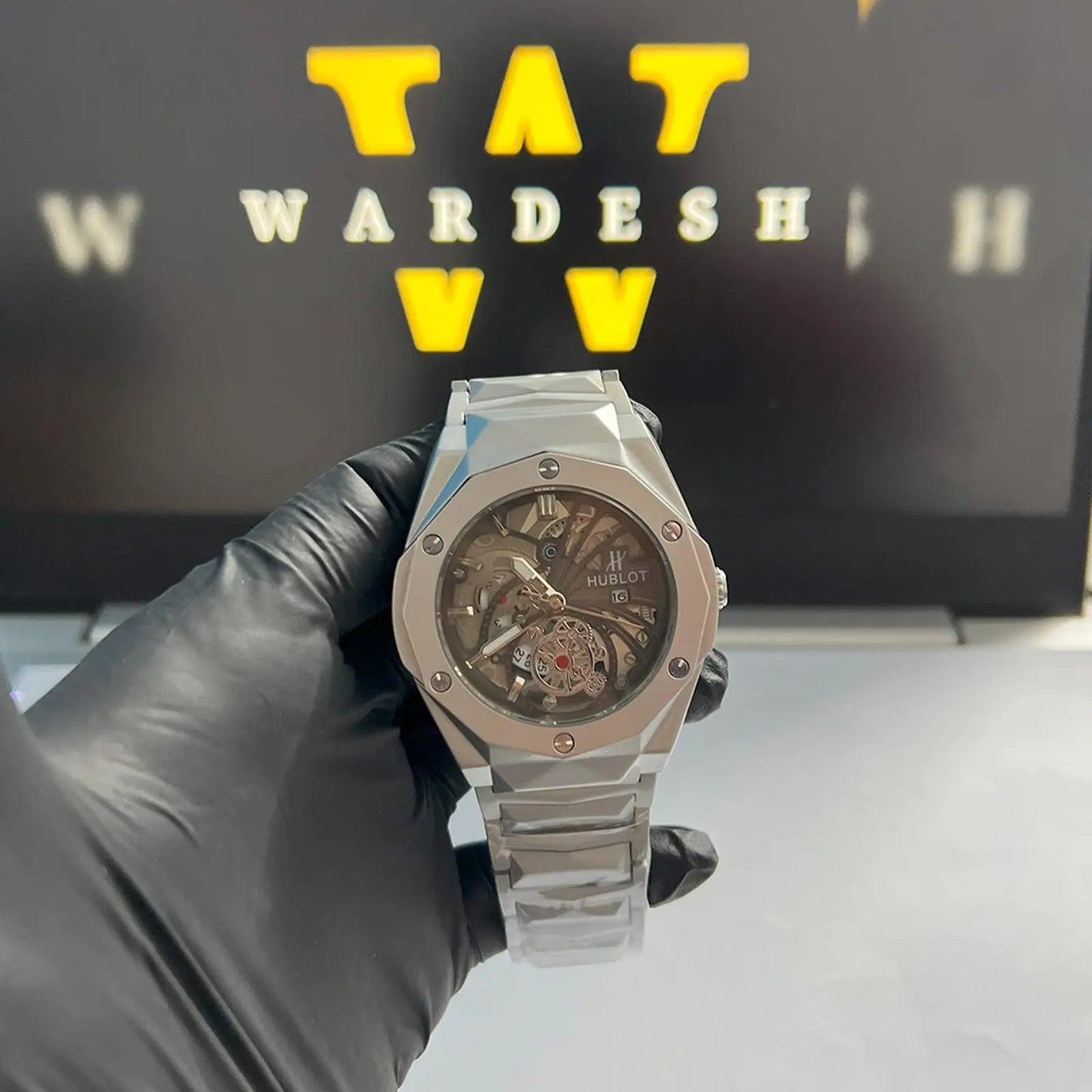 Hublot Gray Multi Dial Silver Chain Wardesh